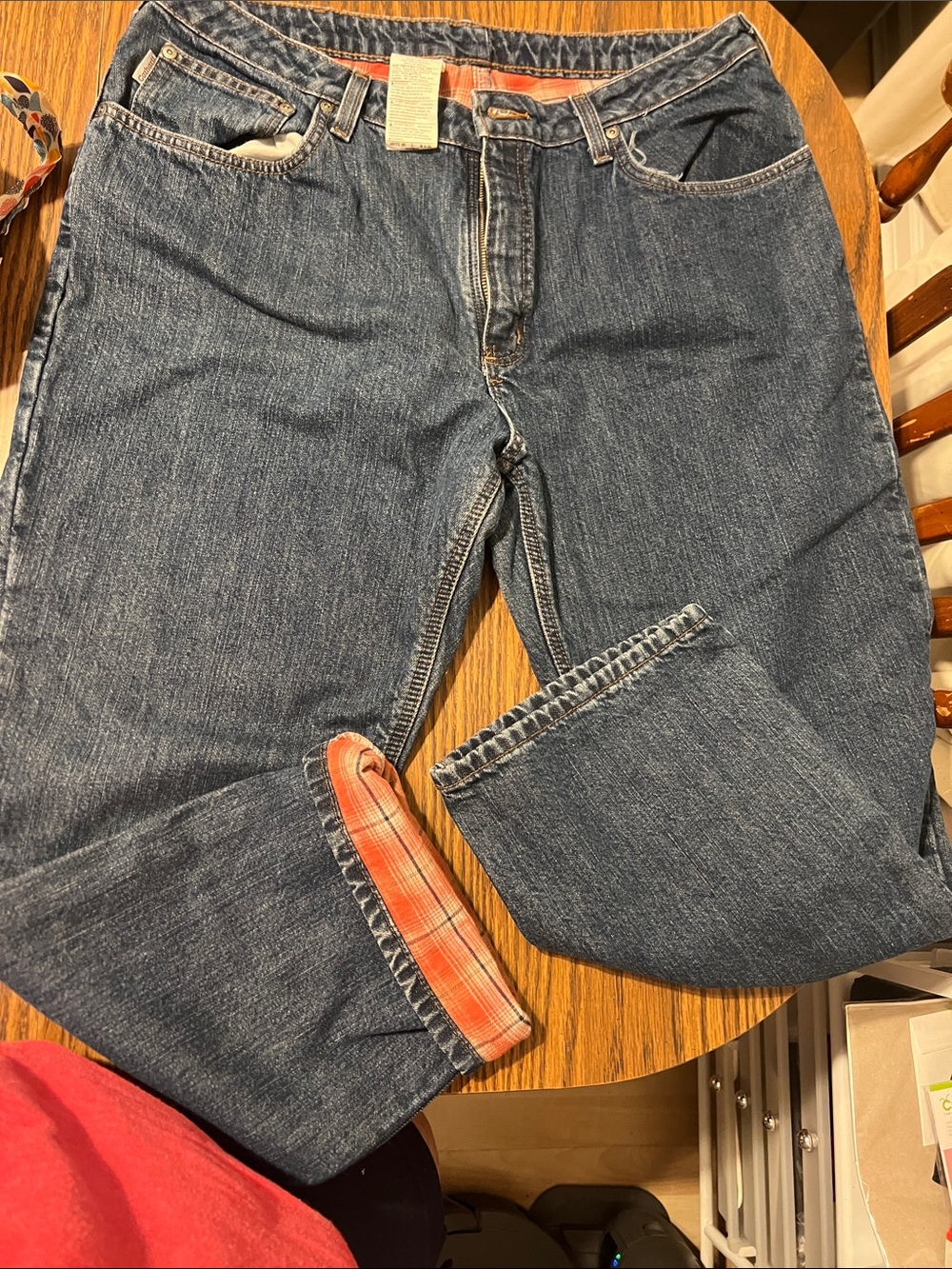 Carhartt women’s 18x30 flannel lined blue jeans